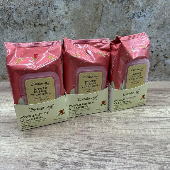Lot Of 3 The Creme Shop Power Fusion Cleansing Towelettes Rose Lemongrass New - Picture 7 of 7